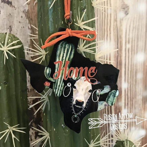 Texas Home Rear View Mirror Charm Bag Tag or Christmas Ornament