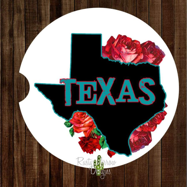 Texas Rose Set of 2 Car Coasters - Car Coasters