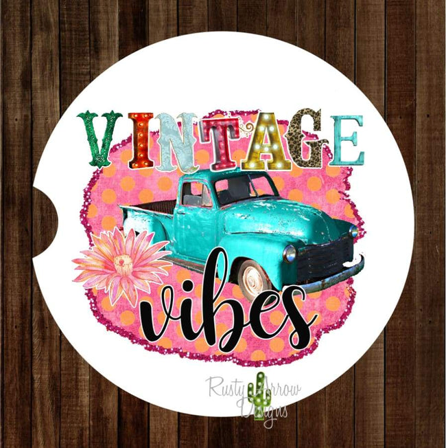 Truck Vintage Vibes Set of 2 Car Coasters - Car Coasters