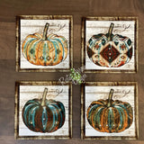 Turquoise Red and White Pumpkin Aztec Pumpkin Tiered Tray Sign/ Picture