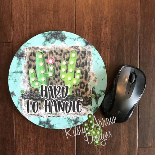 Turquoise Stone Hard to Handle 8 Neoprene Round Mouse Pad - Mouse Pad