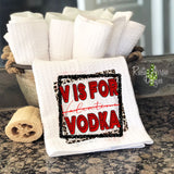 V is for Vodka Waffle Weave Tea Towel