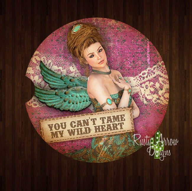 Vintage You Cant Tame My Wild Heart Set of 2 Car Coasters - Car Coasters