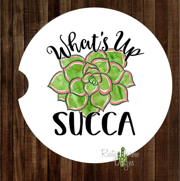 Whats Up Succa Set of 2 Car Coasters - Car Coasters